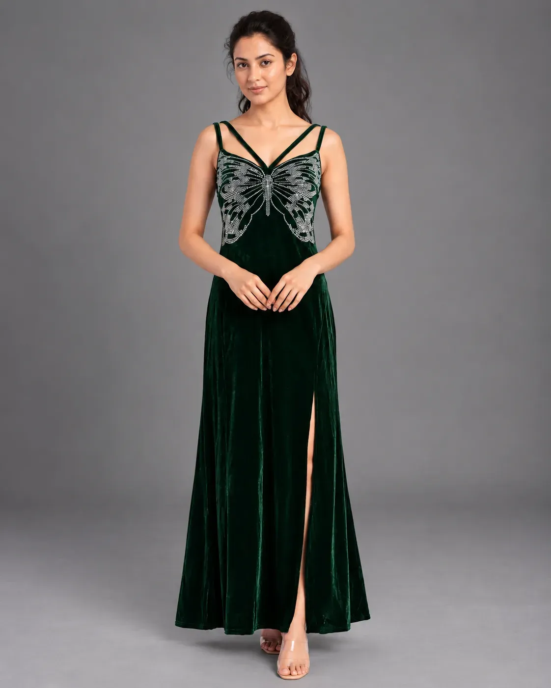Embellished Velvet Slip Dress — Exclusive Party Wear Collections from GoGurll