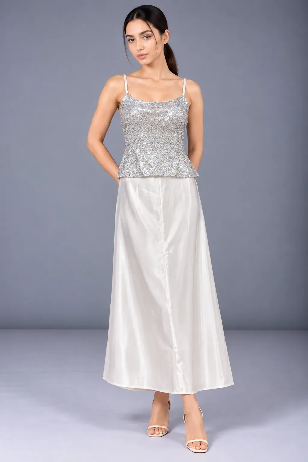 Celeste Sequin Camisole & Satin Maxi Skirt Set — Co-Ord Sets from GoGurll