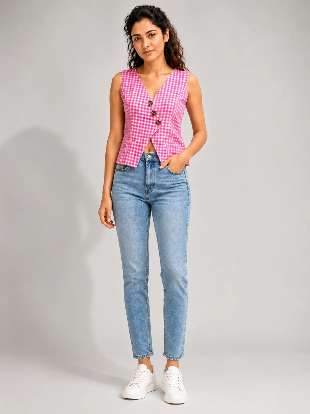 gingham print vest — Tops from GoGurll