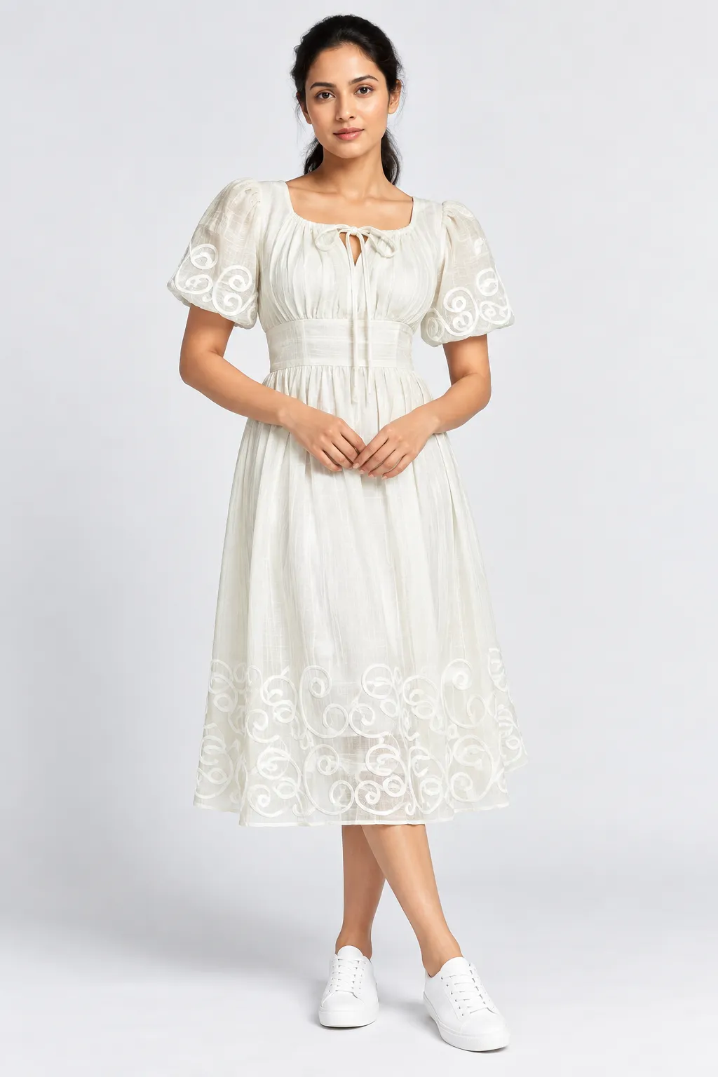 Sage Swirl Embroidered Midi Dress — Dresses from GoGurll