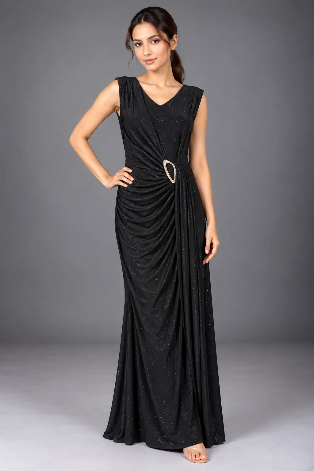 Midnight Glam Draped Maxi Dress — Party Wear from GoGurll