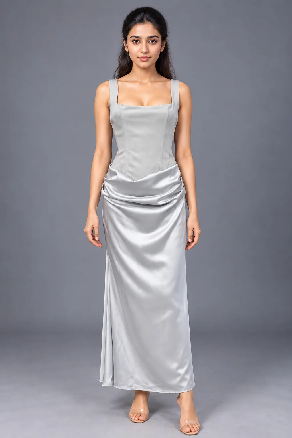 Silver Muse Satin Corset Maxi Dress — Party Wear from GoGurll