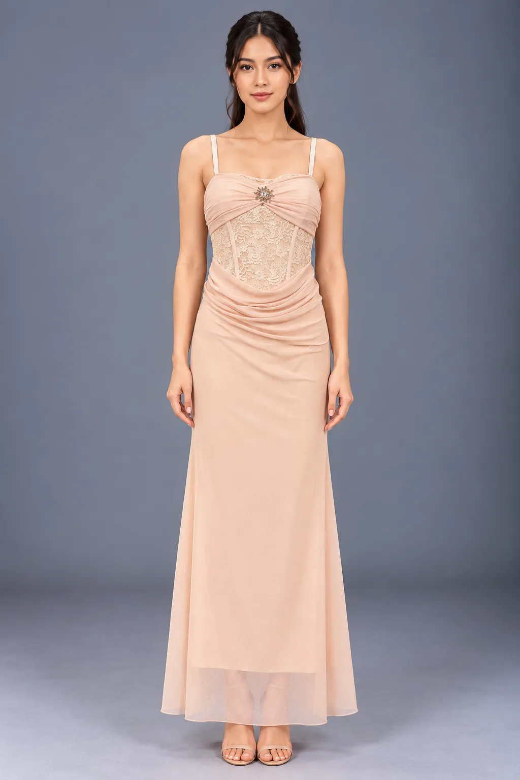 Blush Lace Corset Maxi Dress — Party Wear from GoGurll