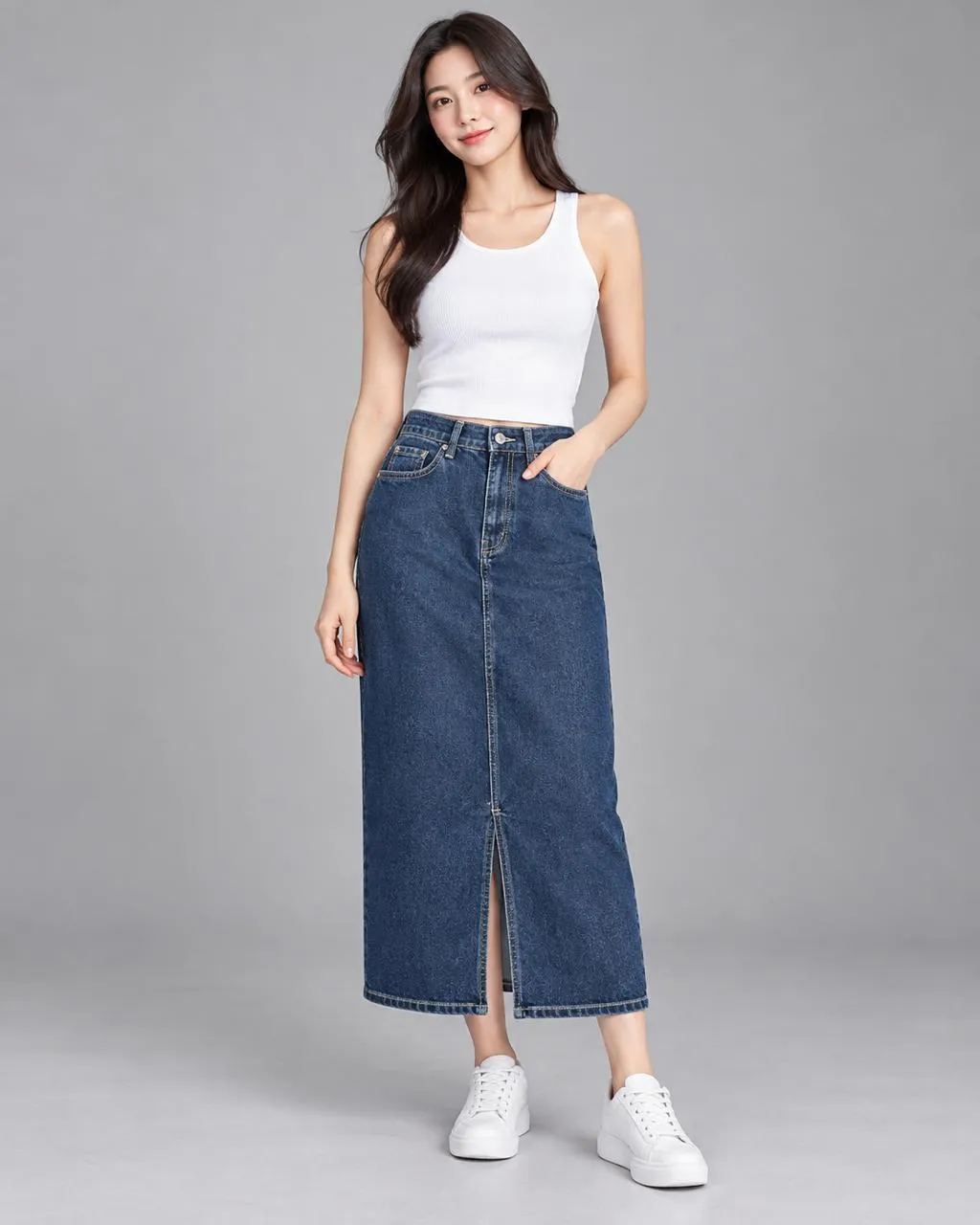 Classic  Denim Maxi Skirt — Skirts from GoGurll