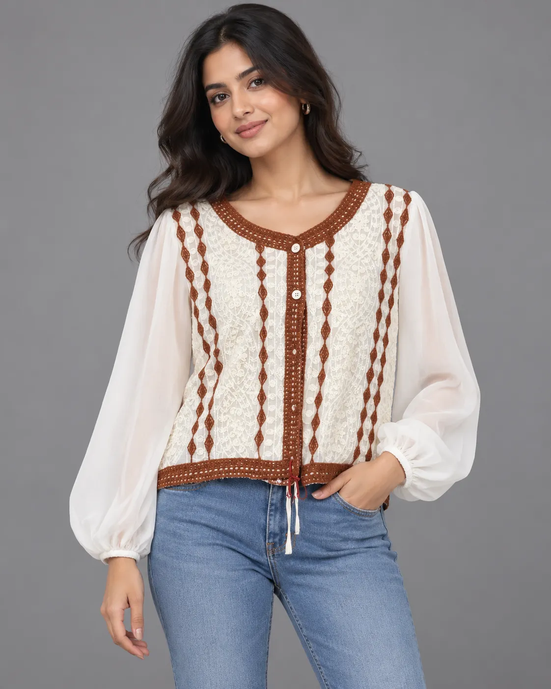 Vintage Crochet Embroidered Top — Tops from GoGurll