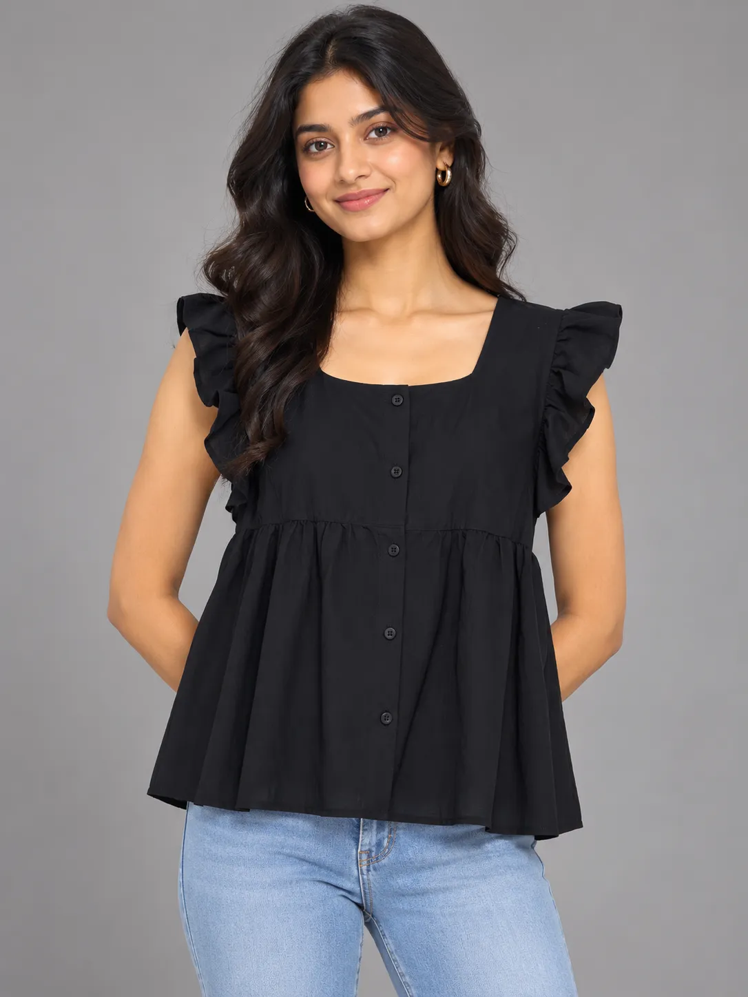 Ruffle Sleeve Babydoll Top — Tops from GoGurll