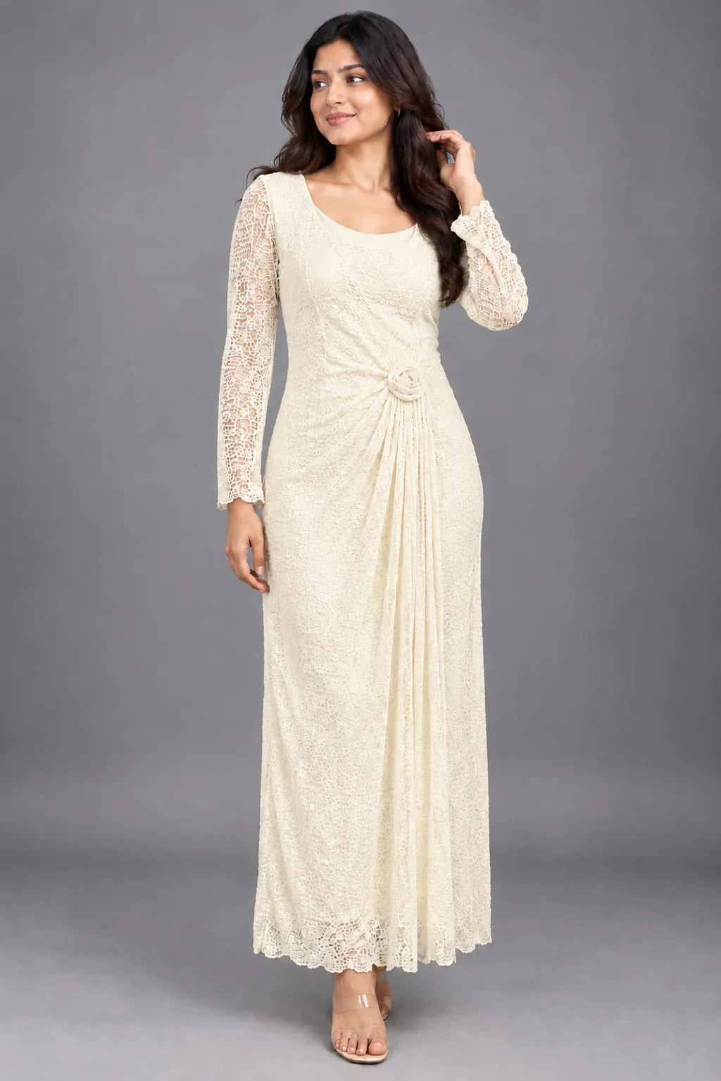 Floral Rosette Lace Maxi Dress — Dress Collections from GoGurll