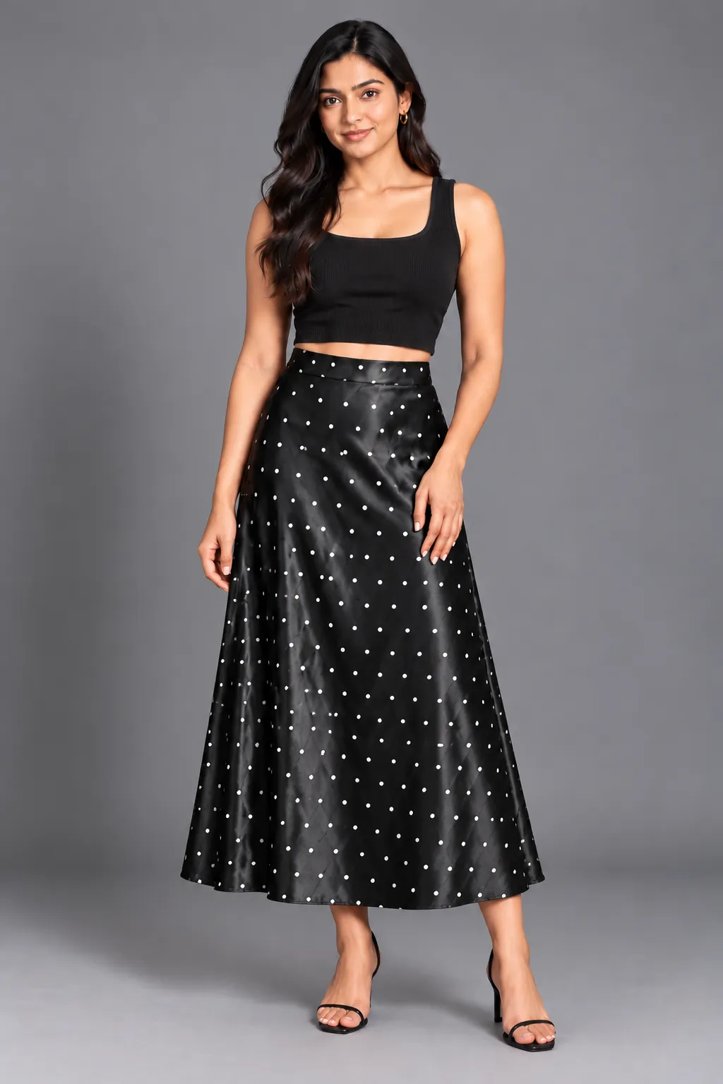 Polka dot satin skirt — Skirts from GoGurll
