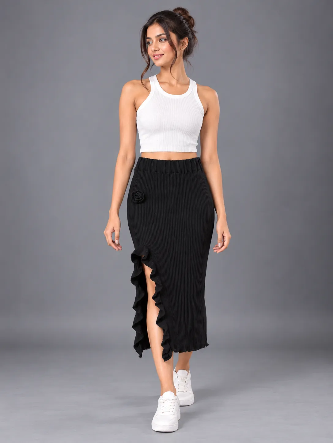 Asymmetric ruffle Midi Skirt — Skirts from GoGurll