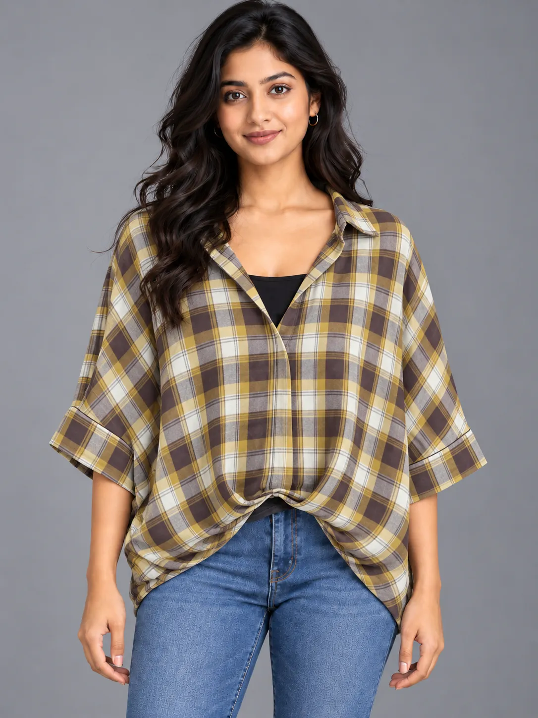 Square check top with inner — Tops from GoGurll
