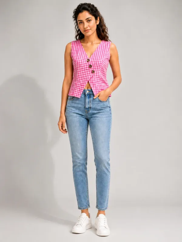 gingham print vest