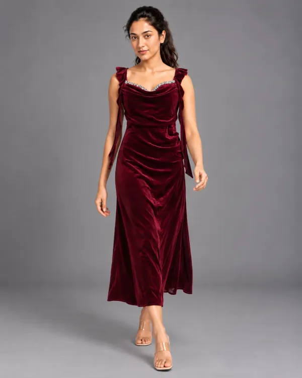 ruffle strap party wear