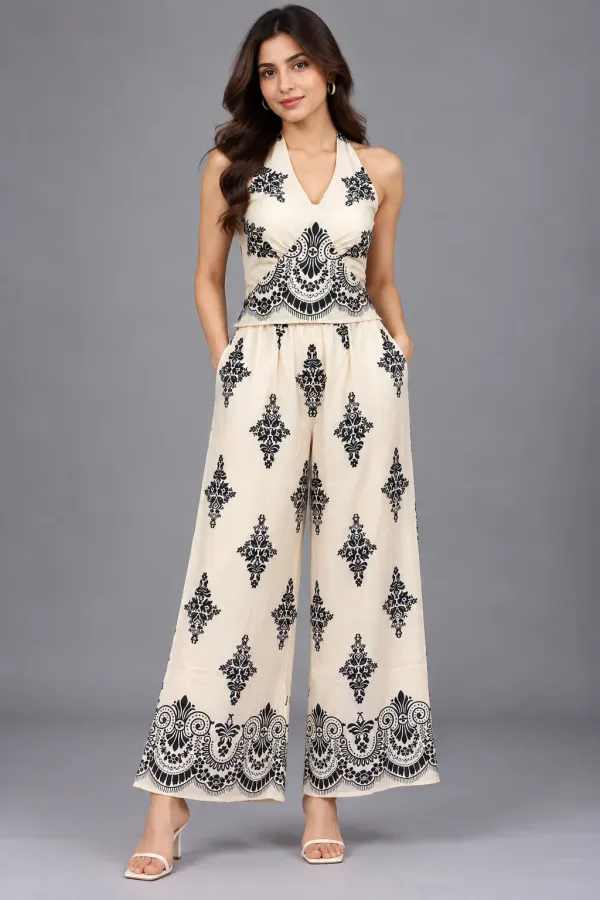 Monochrome Paisley Halter Co-Ord Set