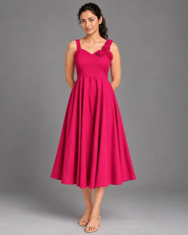 sleeveless a line midi dress