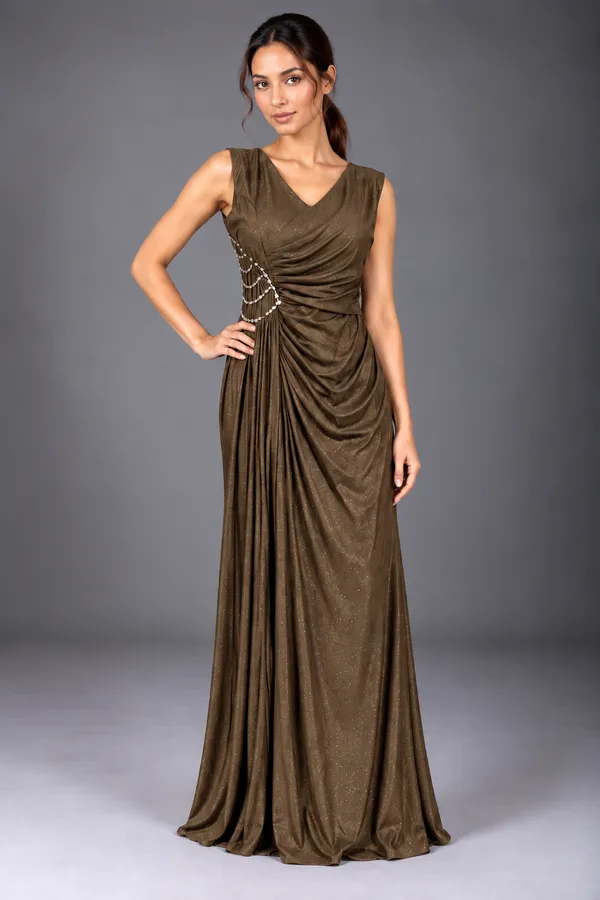 luxe draped evening gown