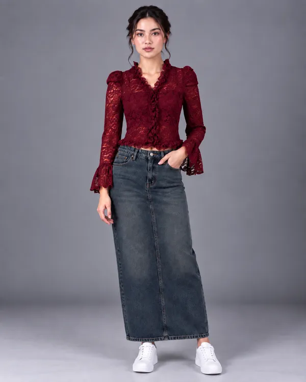 Serena lace ruffle top