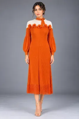Bloom Tie-Neck Midi Dress