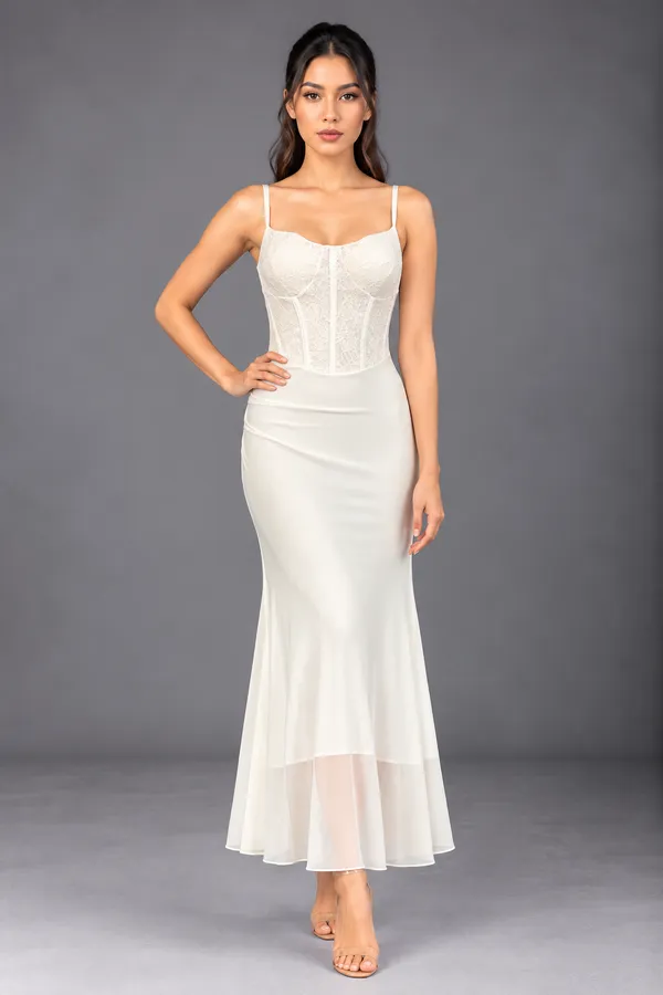 Noir Lace Corset Maxi Dress