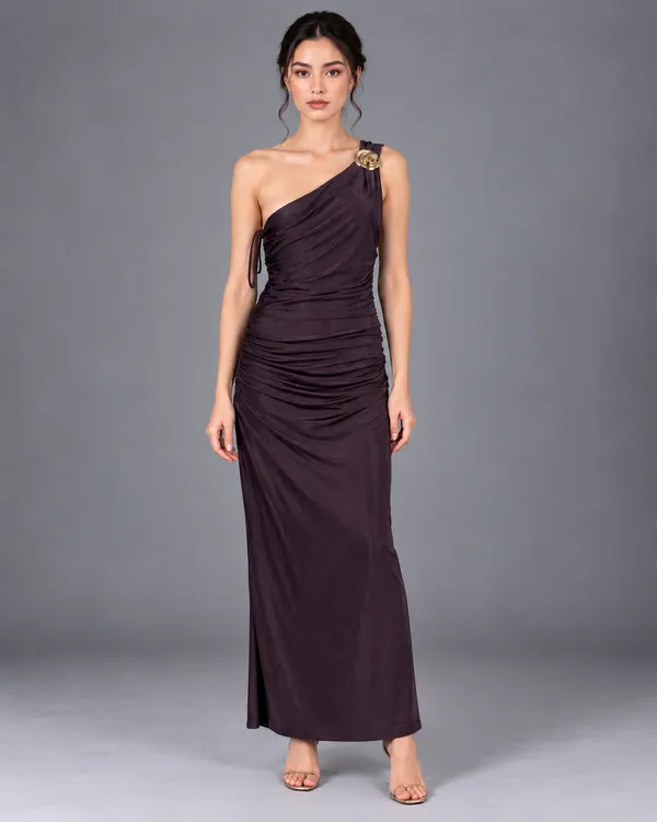 One-Shoulder Luxe Ruched Dress