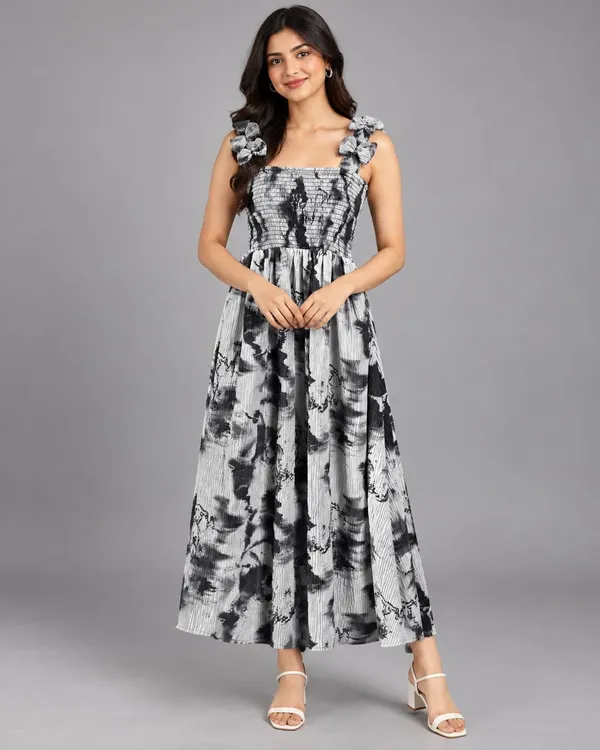Floral Charm Smocked Midi Dress