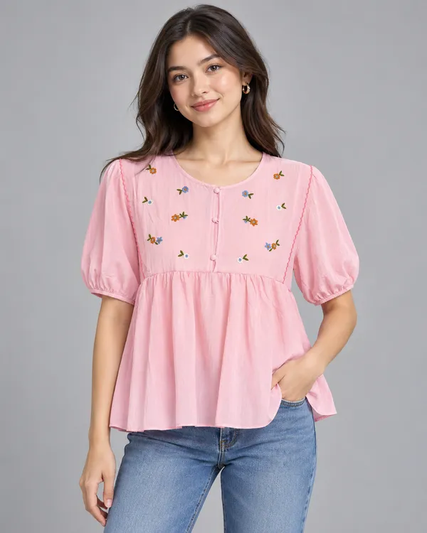 Floral Embroidered  Top