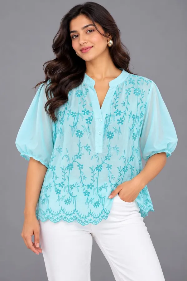 Floral Embroidered Casual Top