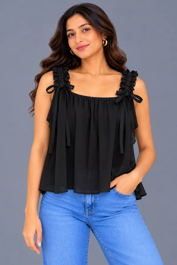 Ruffle Tie Strap Top