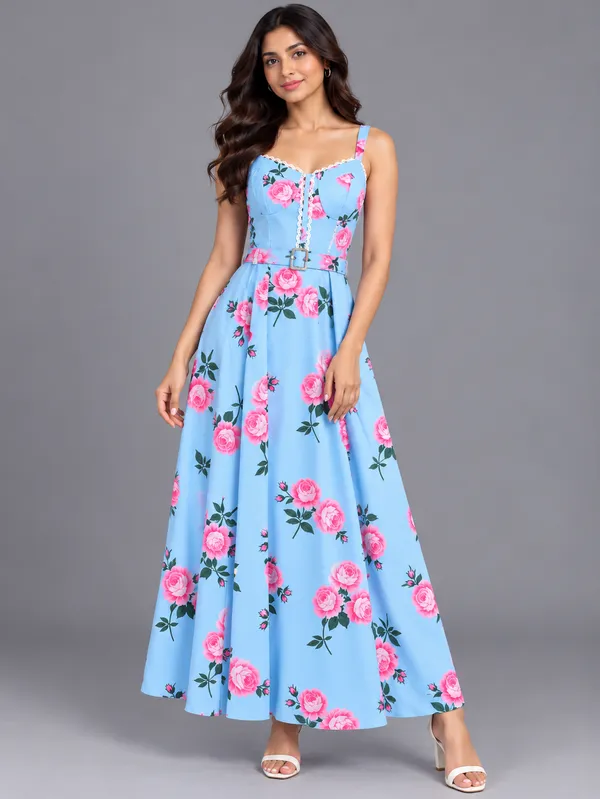 Floral Belted Maxi Dress