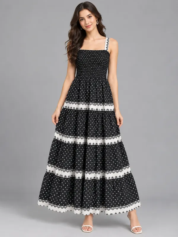 Polka Dot Tiered Maxi Dress