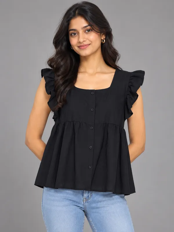 Ruffle Sleeve Babydoll Top