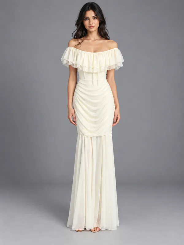 Off-Shoulder Ruffle Maxi Dress