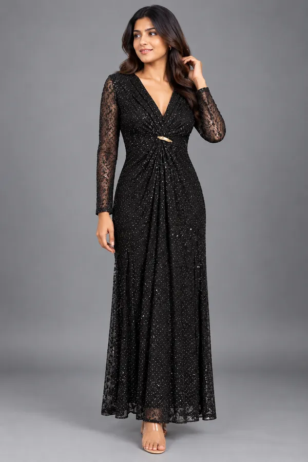 Sequin V-Neck Maxi Dress