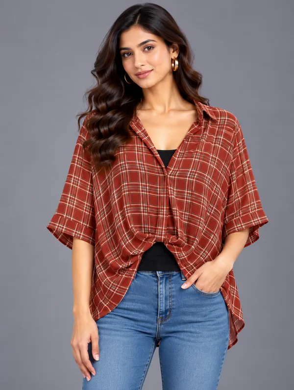Checked top with inner